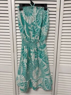Roxy Teal & White Strapless Summer Dress Sz M